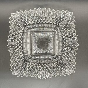 Anchor Hocking Wexford Clear Pressed Glass Square‎ Candy Nut Dish Bowl 6.5"